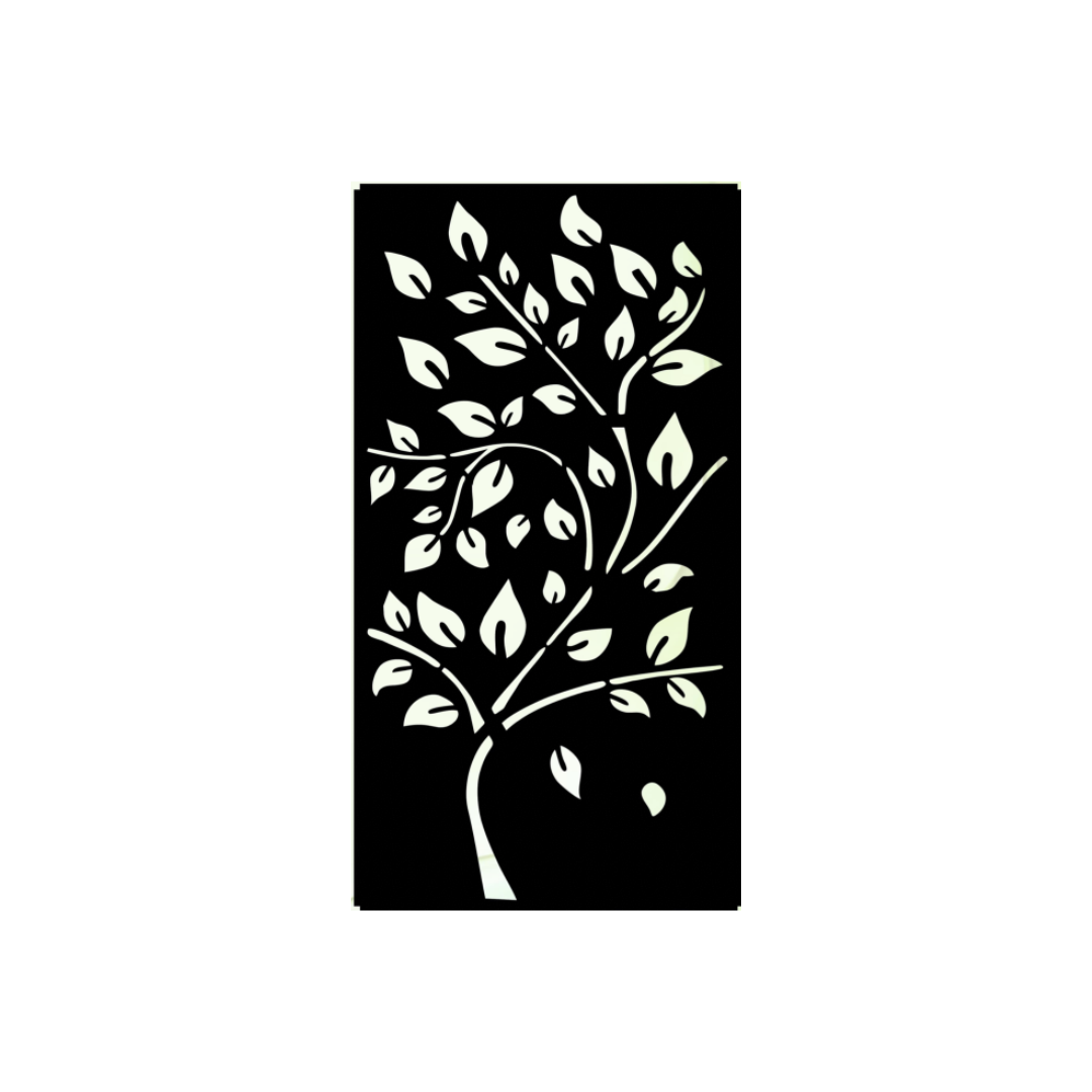 METAL GARDEN SCREEN BRANCH AND LEAF- BLACK